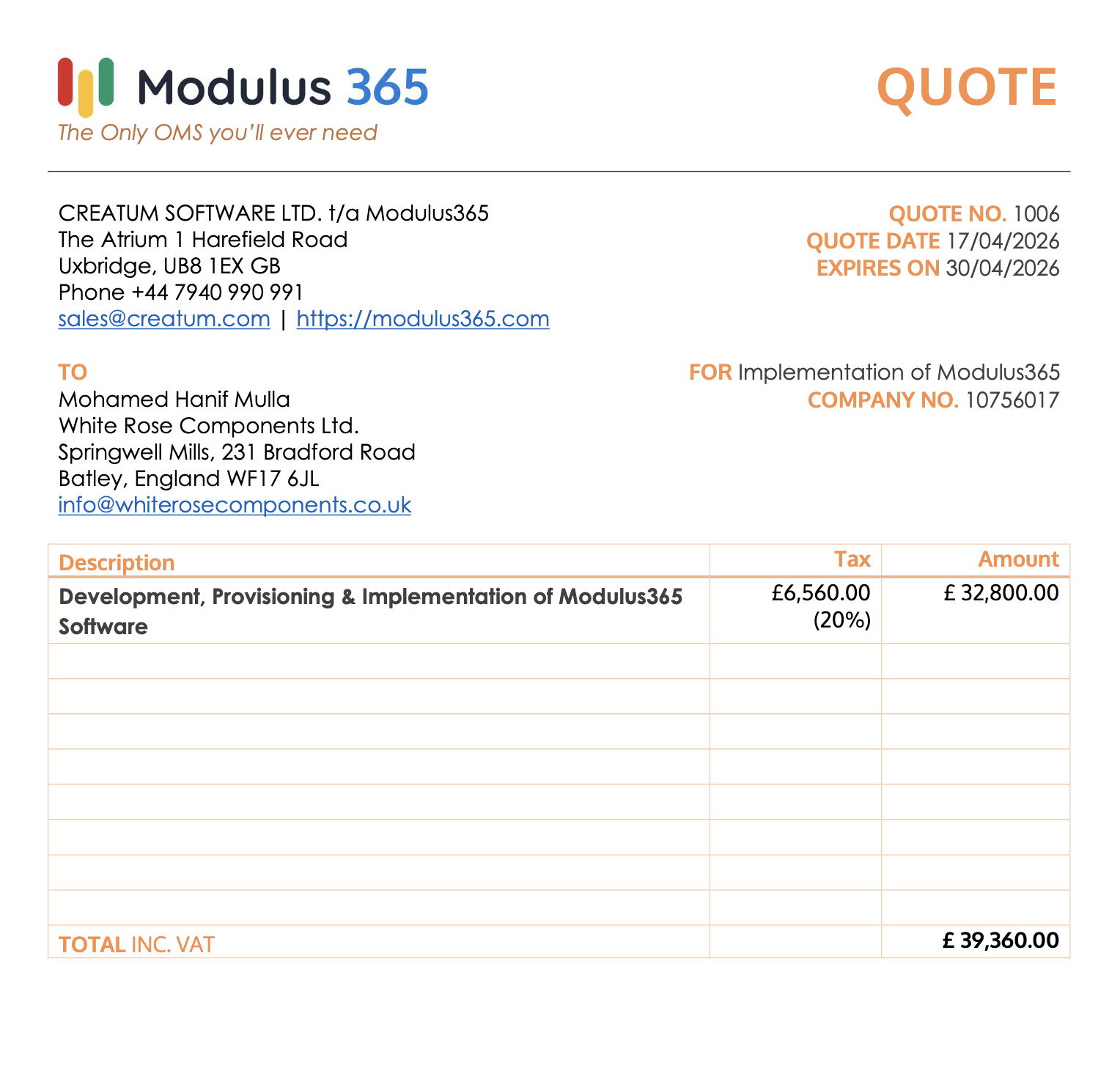 Modulus 365 order preview